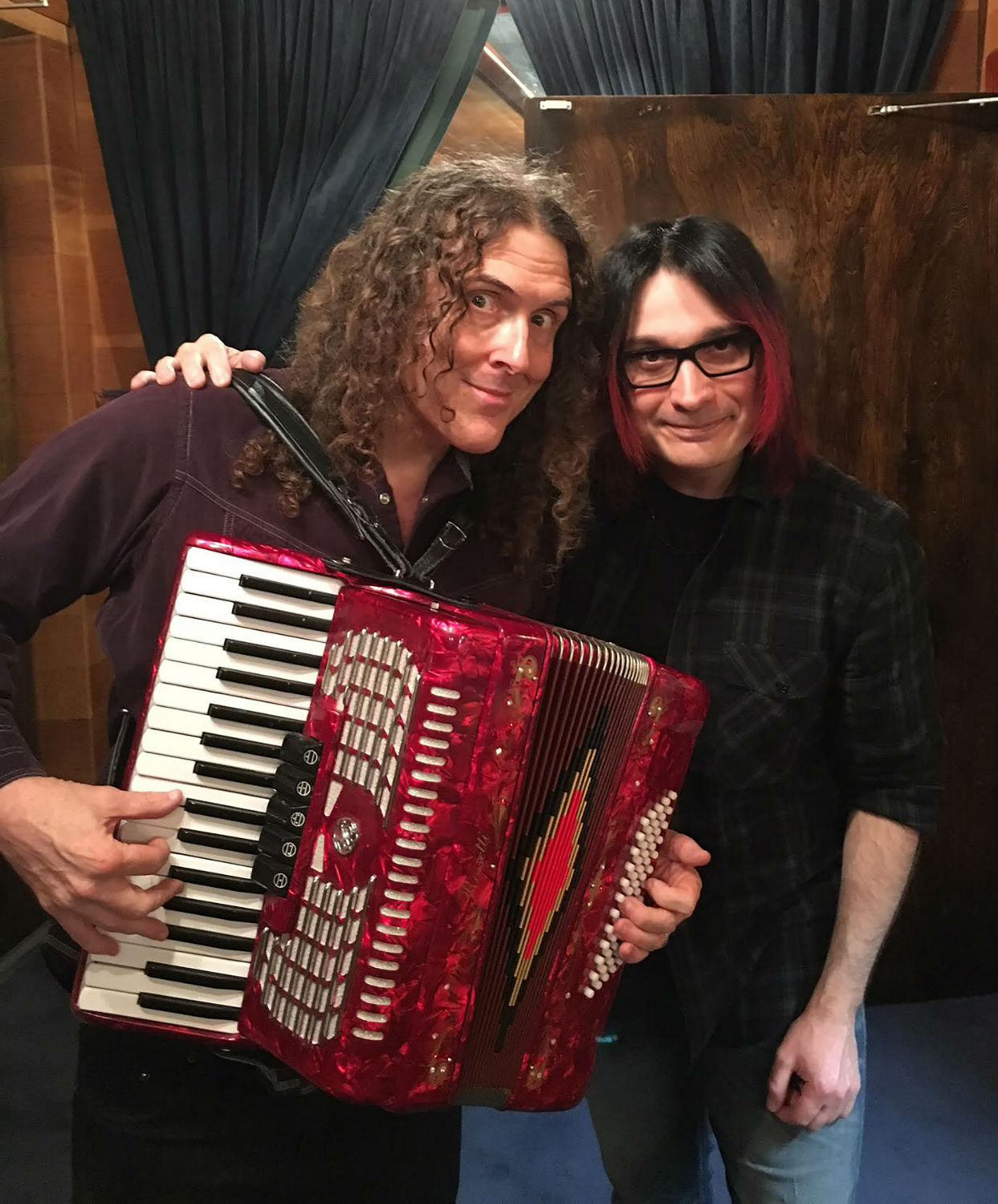 “Weird Al” Yankovic & John Cafiero at Grandmaster Recorders Studio in Los Angeles, CA, recording “Beat on the Brat”  © 2018 Caf Muzeck, LLC. All Rights Reserved