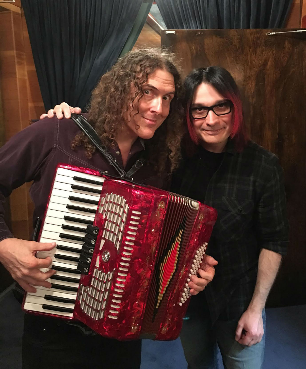 “Weird Al” Yankovic & John Cafiero at Grandmaster Recorders Studio in Los Angeles, CA, recording “Beat on the Brat” © 2018 Caf Muzeck, LLC. All Rights Reserved