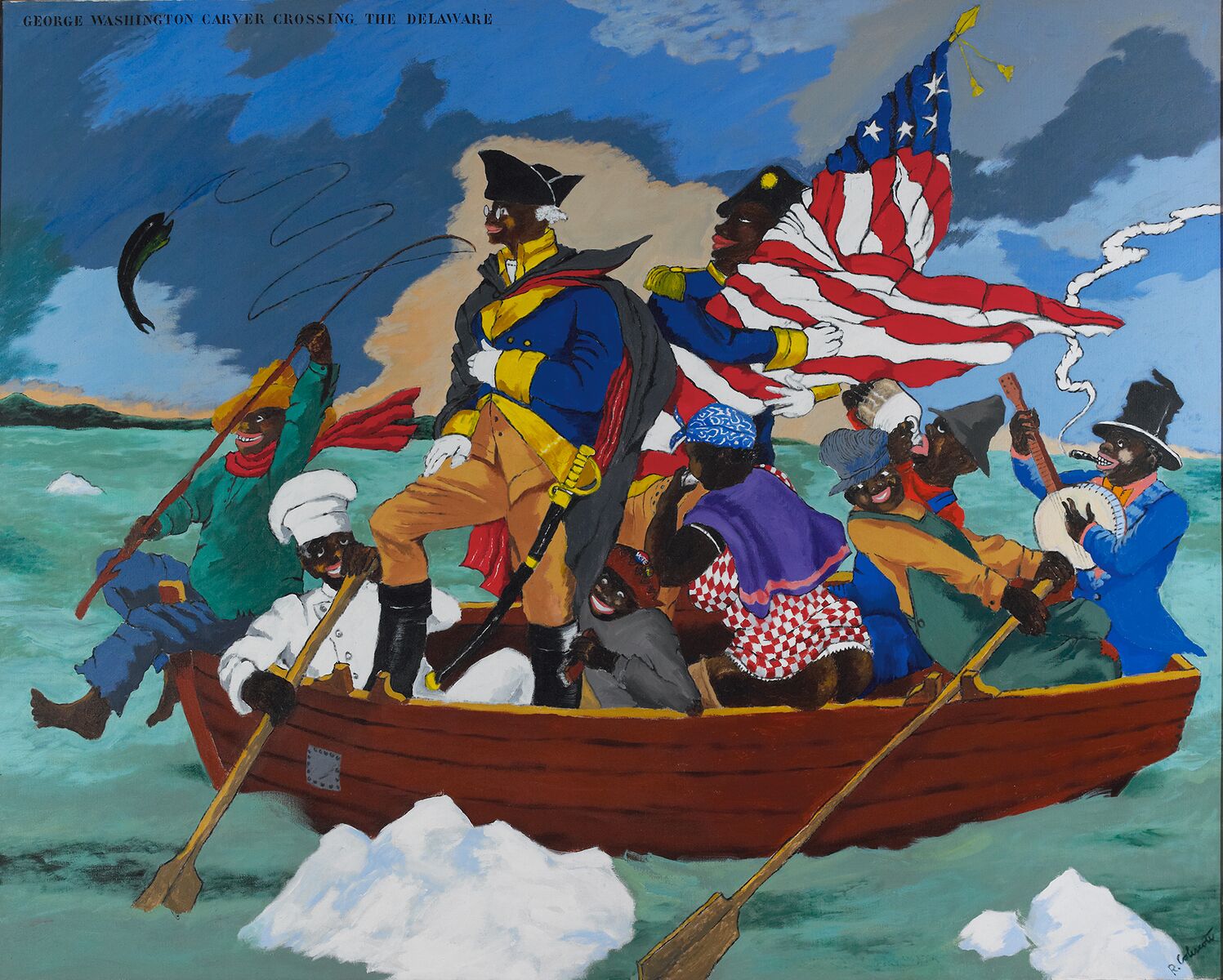 George Washington Carver Crossing the Delaware: Page from an American History Textbook, 1975, Robert Colescott