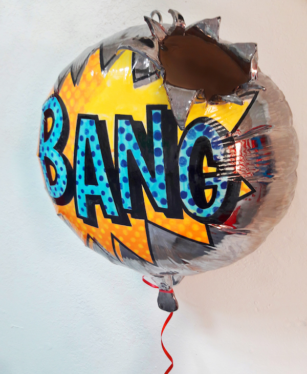 Jeremy Farrell "Bang!", slip cast ceramic balloon