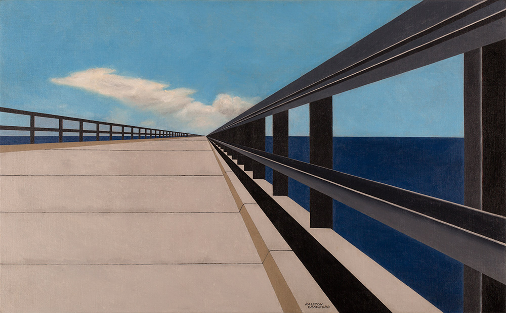 Ralston Crawford, "Overseas Highway," 1939. Oil on canvas, 28 x 45 in. (71.1 x 114.3 cm). Private Collection © Estate of Ralston Crawford / Licensed by VAGA, New York, NY