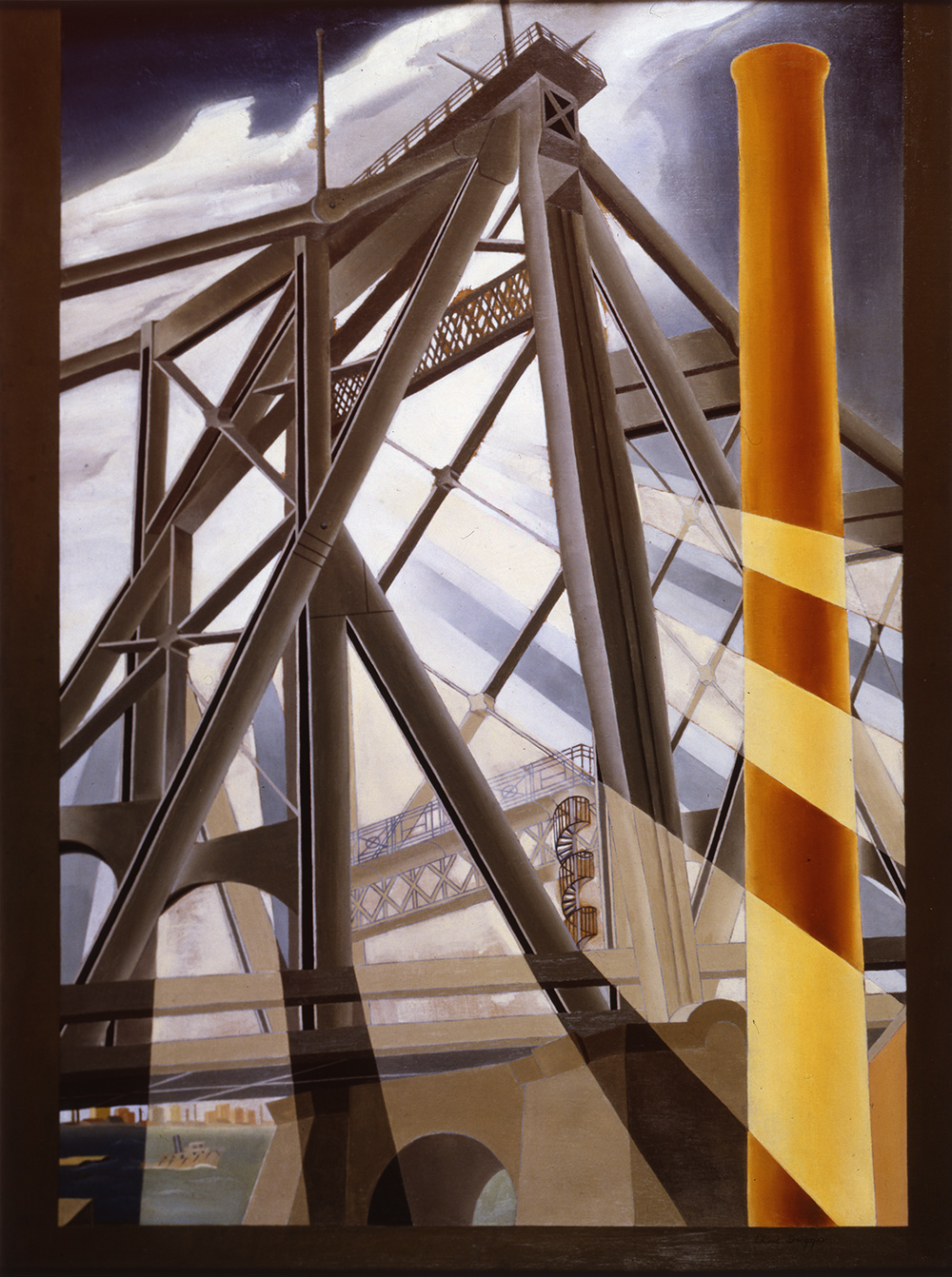 Elsie Driggs, "Queensborough Bridge," 1927. Oil on canvas, 40 1/4 x 30 1/4 in. (102.2 x 76.8 cm). Montclair Art Museum, New Jersey, Museum purchase, Lang Acquisition fund, from the estate of Elsie Driggs, 1969.4