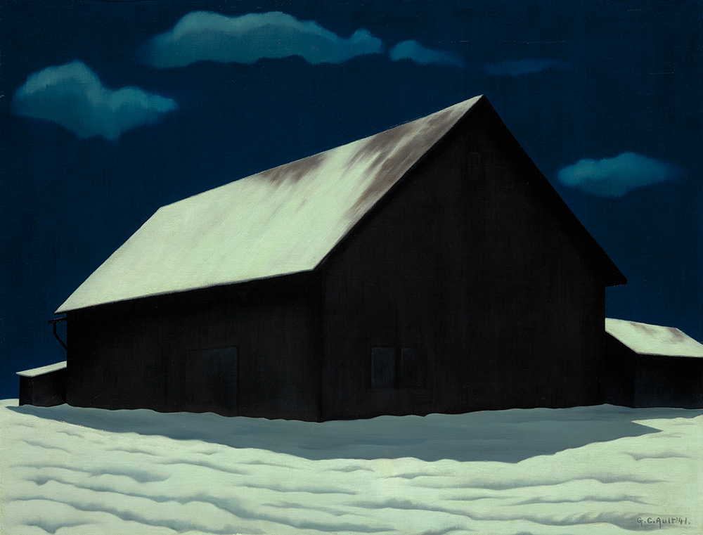 George Copeland Ault, "January Full Moon," 1941. Oil on canvas, 20 1/4 x 26 3/8 in. (51.4 x 67 cm). The Nelson-Atkins Museum of Art, Kansas City, Missouri, Purchase: William Rockhill Nelson Trust (by exchange), 91-19. Photograph by Jamison Miller