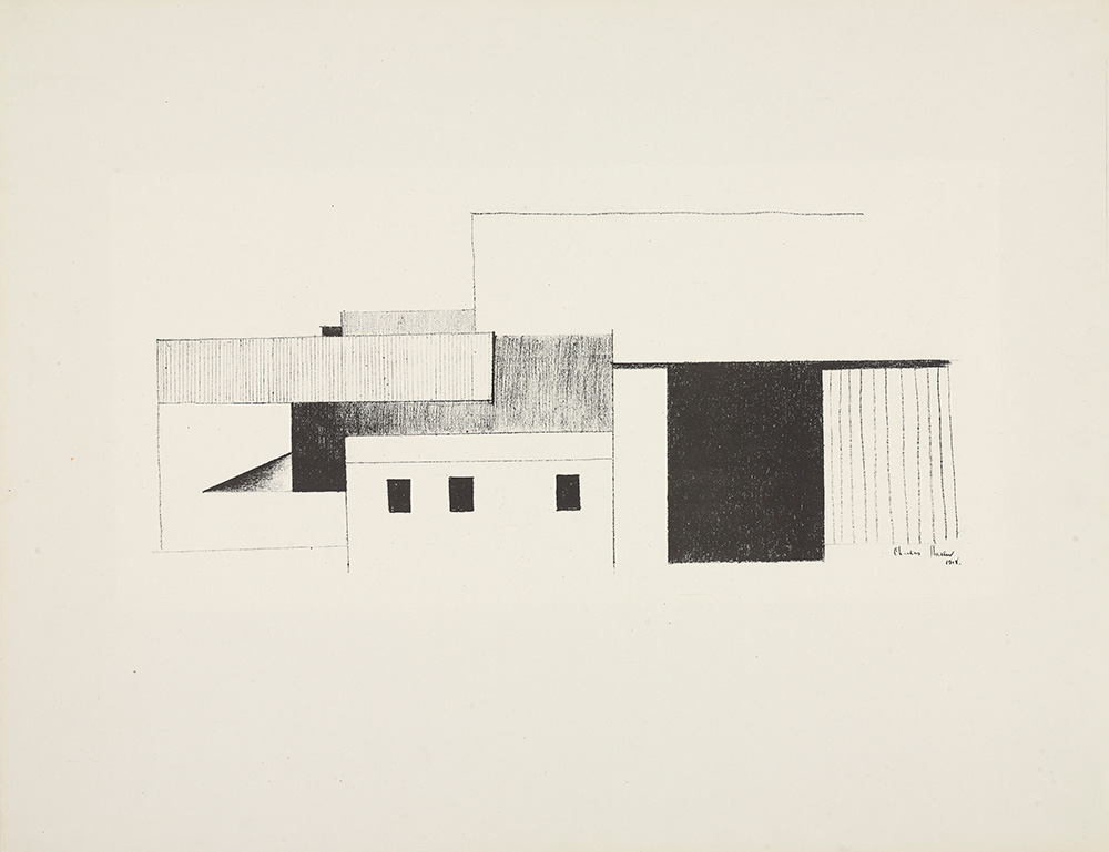 Charles Sheer, "Barn Abstraction," 1918. Lithograph, 8 1/4 x 18 1/2 in. (20.9 x 47 cm). Museum of Modern Art, Abby Aldrich Rockefeller Fund, 385.1956. © The Museum of Modern Art / Licensed by SCALA / Art Resource, NY