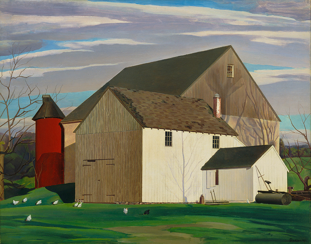Charles Sheeler, "Bucks County Barn," 1932. Oil on board, 23 7/8 x 29 7/8 in. (60.6 x 75.9 cm). Museum of Modern Art, Gift of Abby Aldrich Rockefeller, 145.1935. © The Museum of Modern Art / Licensed by SCALA / Art Resource, NY