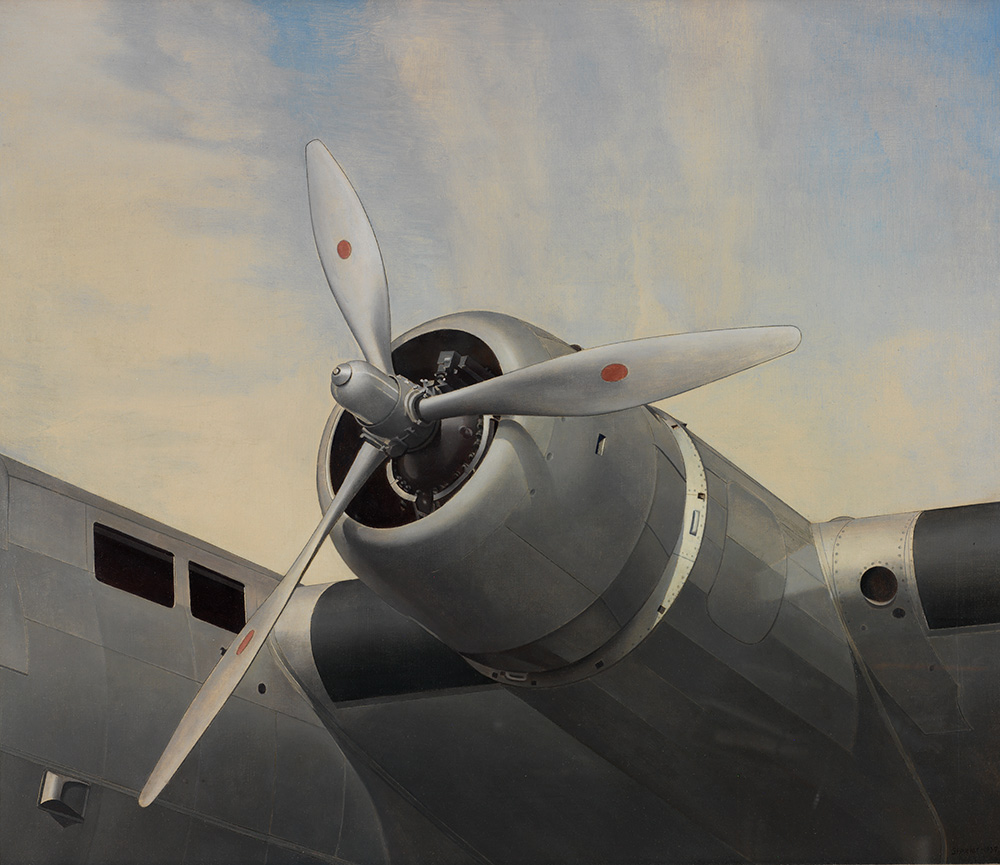 Charles Sheeler, "Yankee Clipper," 1939. Oil on canvas, 24 x 28 in. (61 x 71.1 cm). Museum of Art, Rhode Island School of Design, Providence, Jesse Metcalf Fund and Mary B. Jackson Fund, 41.006. Photograph by Erik Gould