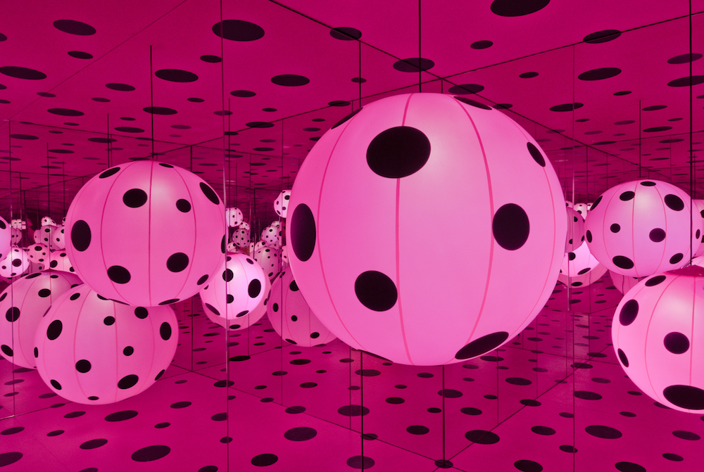 Installation view of Dots Obsession—Love Transformed into Dots (2007) at the Hirshhorn Museum and Sculpture Garden, 2017. Yayoi Kusama (Japanese, b. 1929). Mixed-media installation. Courtesy of Ota Fine Arts, Tokyo/Singapore; Victoria Miro, London; David Zwirner, New York. © Yayoi Kusama. Photo by Cathy Carver
