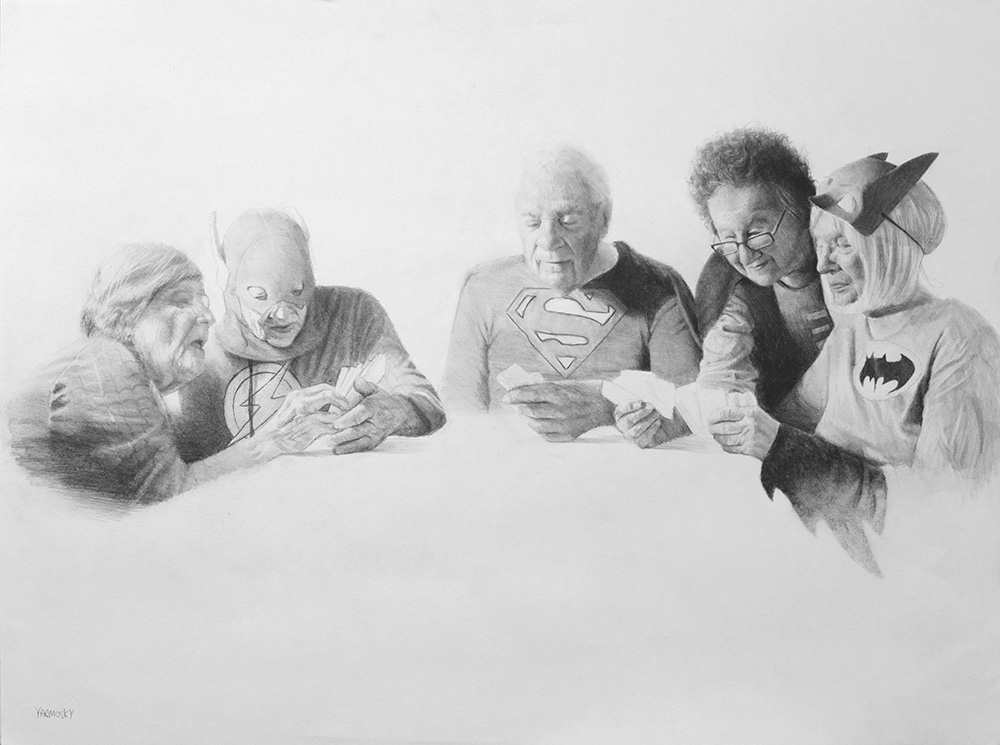 Jason Yarmosky, Playing Cards, 2015, pencil on paper, 18” h x 24” w
