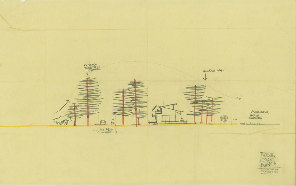 Lawrence Halprin, Site conditions study for North Coast Ranch (now The Sea Ranch), 1962–63; Lawrence Halprin Collection, The Architectural Archives, University of Pennsylvania; © Lawrence Halprin