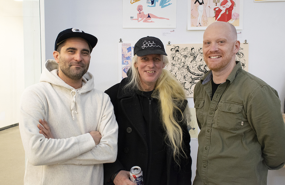 Juxtapoz editor, Evan Pricco, art critic Carlo McCormick, and Juxtapoz ad director, Mike Stalter