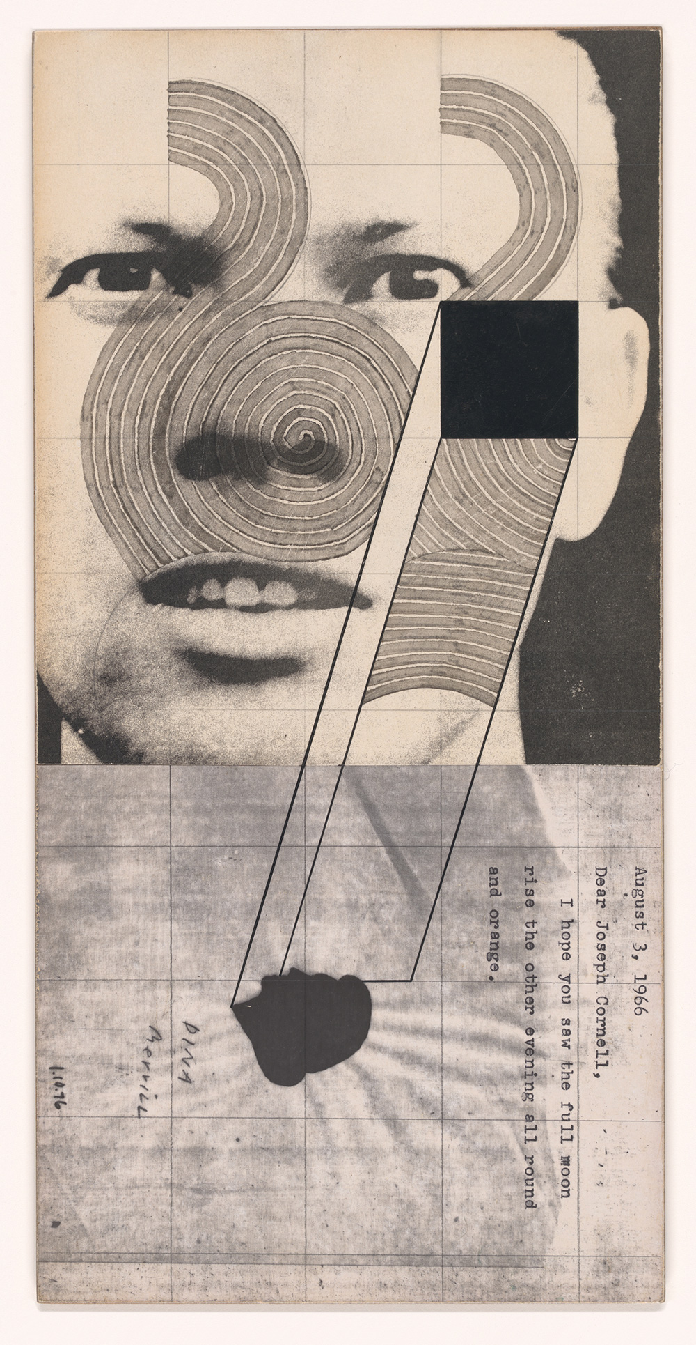 Ray Johnson, Untitled (Ray Johnson with Dina Merrill), 1967/1974/1976; San Francisco Museum of Modern Art, purchase, by exchange, through a fractional gift of Evelyn D. Haas; © Estate of Ray Johnson *