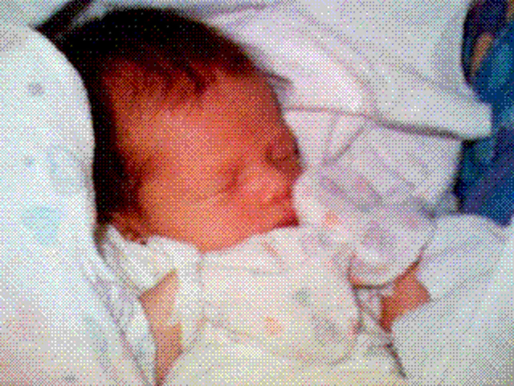 Philippe Kahn, Sophie Lee Kahn birth picture, first photograph shared instantly through a digital camera, cellphone, and server with 2,000 people, June 11th, 1997, 1997; courtesy The Lee-Kahn Foundation; © Philippe Kahn