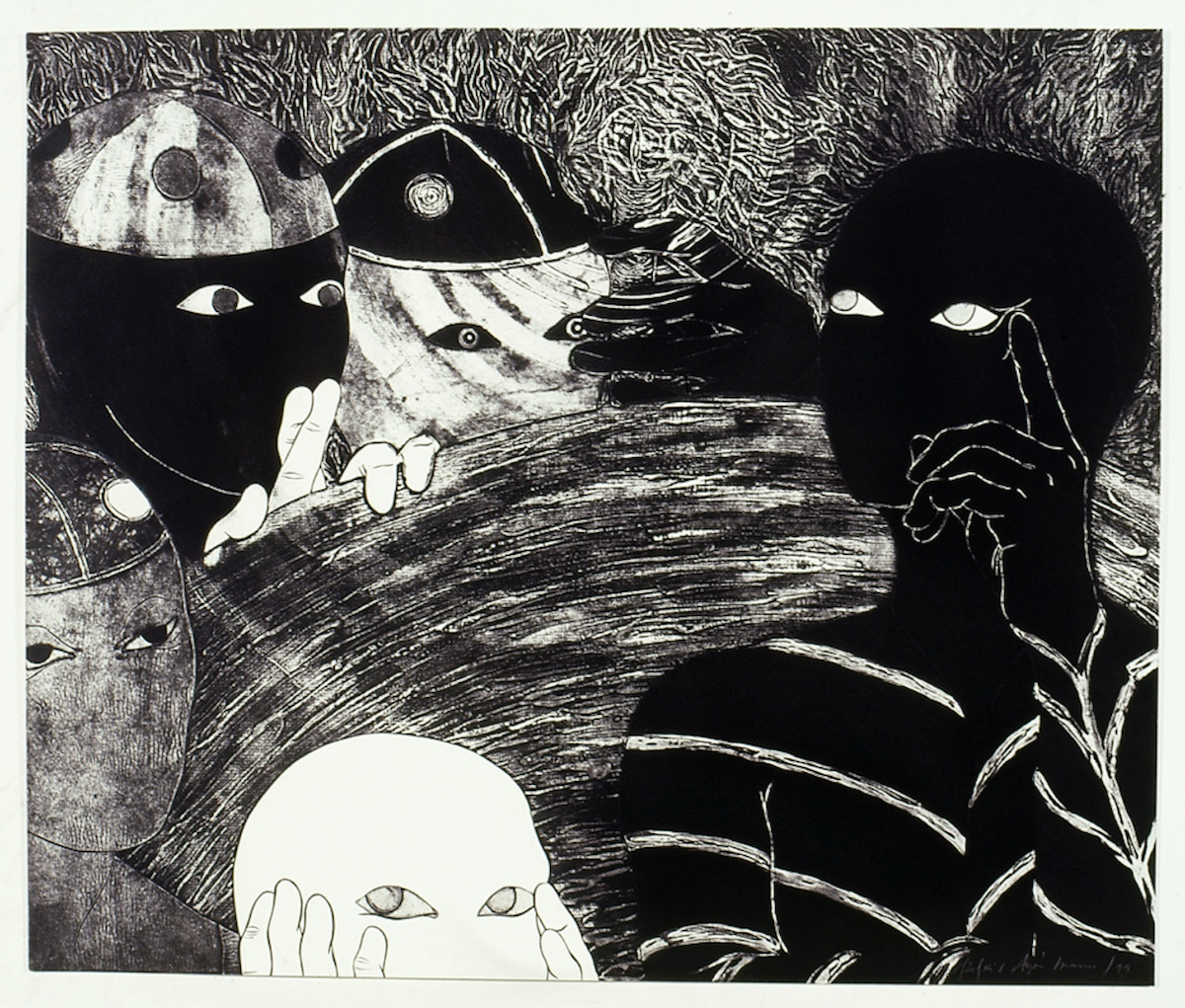 Sin titulo (Cabeza negra, cabeza blanca) Untitled (Black head, white head) 1999 Collagraph