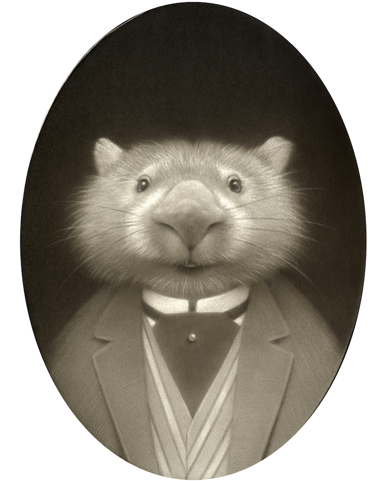 Travis Louie, "Marvin the Wombat”, acrylic on board, 5 x 7 inches