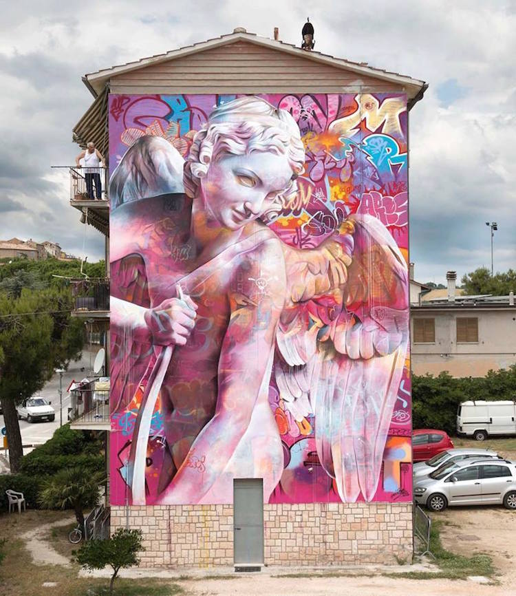 “Eros,” 2018. Mural in Montecosaro, Italy