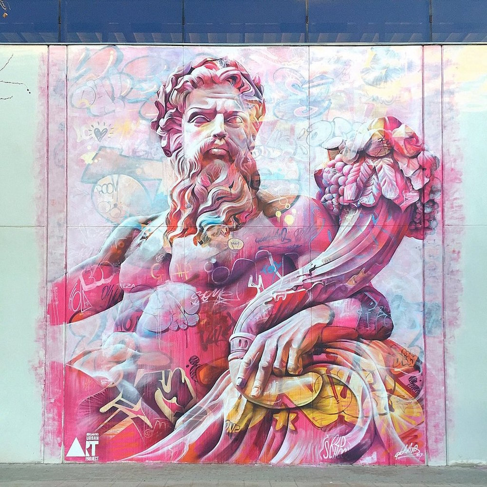 “Zeus,” 2018. Mural in Valencia, Spain.