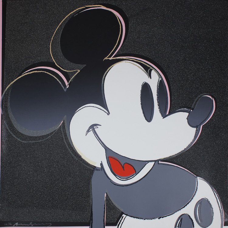 Andy Warhol_Mickey Mouse (1981)_Screen print and diamond dust on paper_Courtesy of Ron and Diane Miller_(c) 2019 The Andy Warhol Foundation for the Visual Arts, Inc_Licensed by Artists Rights Society (ARS), New York, (c) Disney