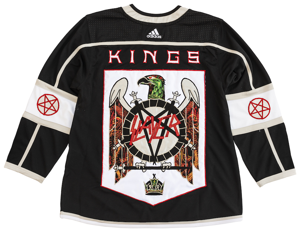 Kings Slayer (Front) Embroidery on LA Kings Hockey Jersey 27” x 35” 2019 Photo by: Randy Dodson