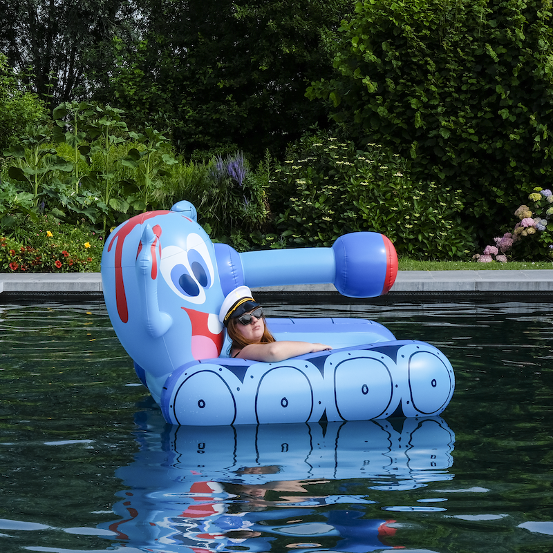 Todd James Tank Inflatable Pool Float Blue