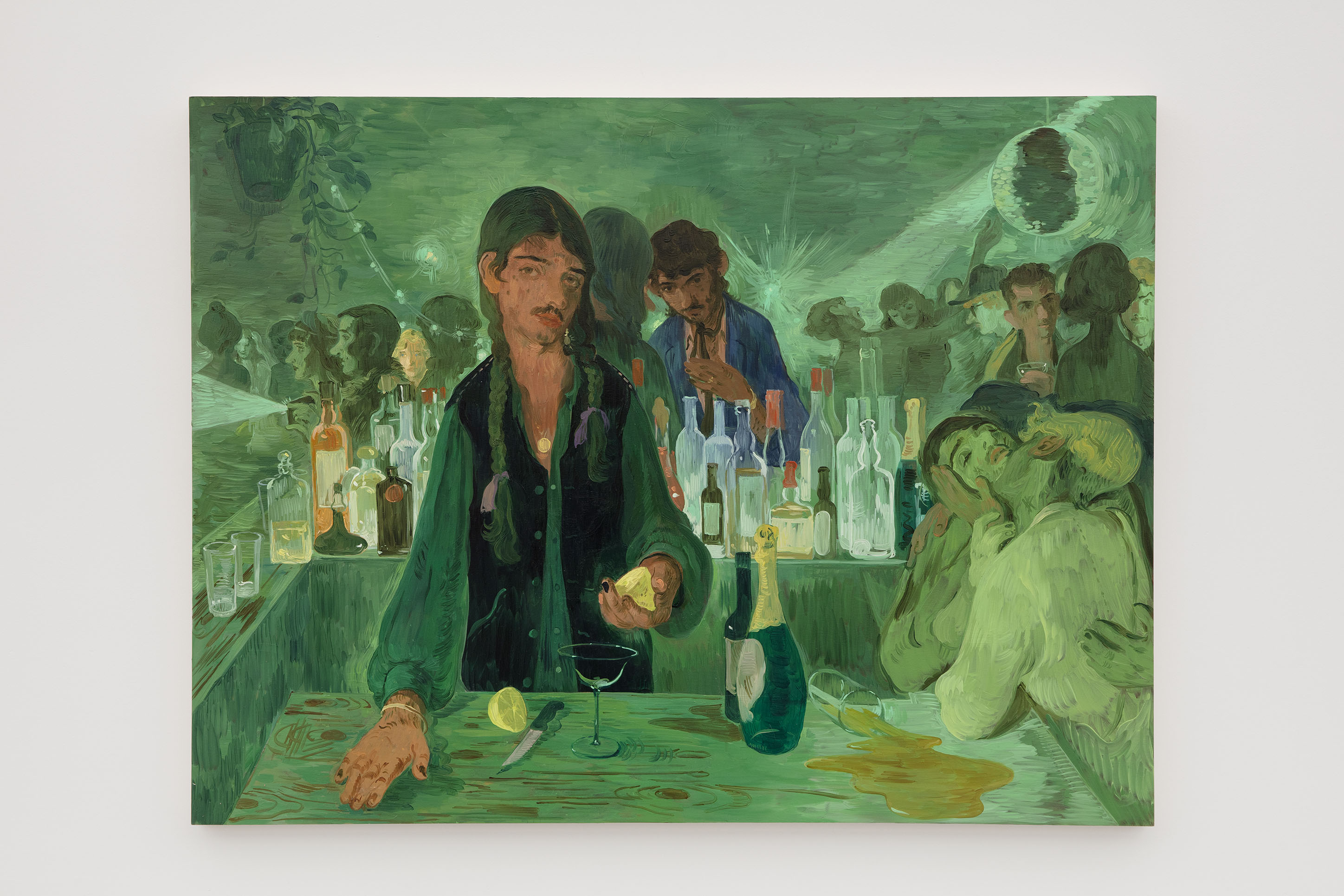 Salman Toor. "The Bar on East 13th", 2019. Oil on panel. 91.4 x 122 cm 