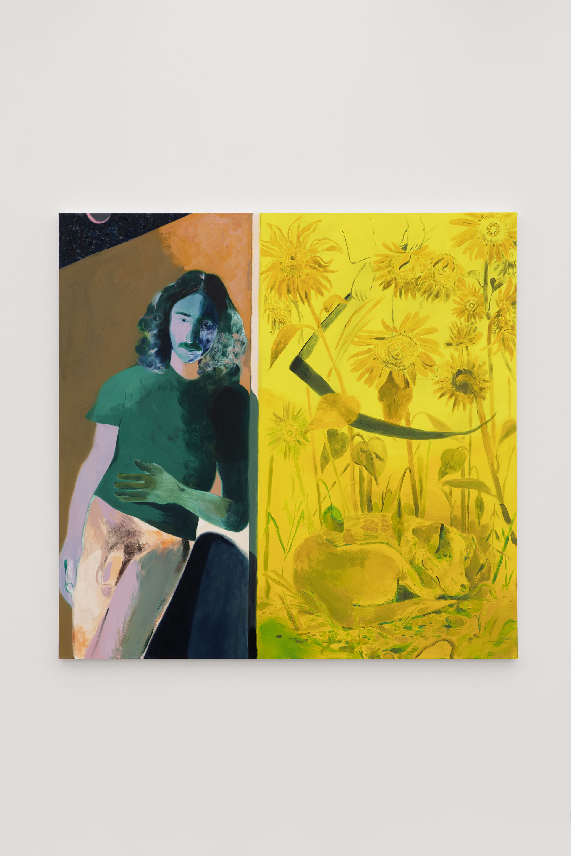 Anthony Cudahy. "Ian / Harvester", 2019. Acrylic and oil on canvas. 183 x 178 cm 