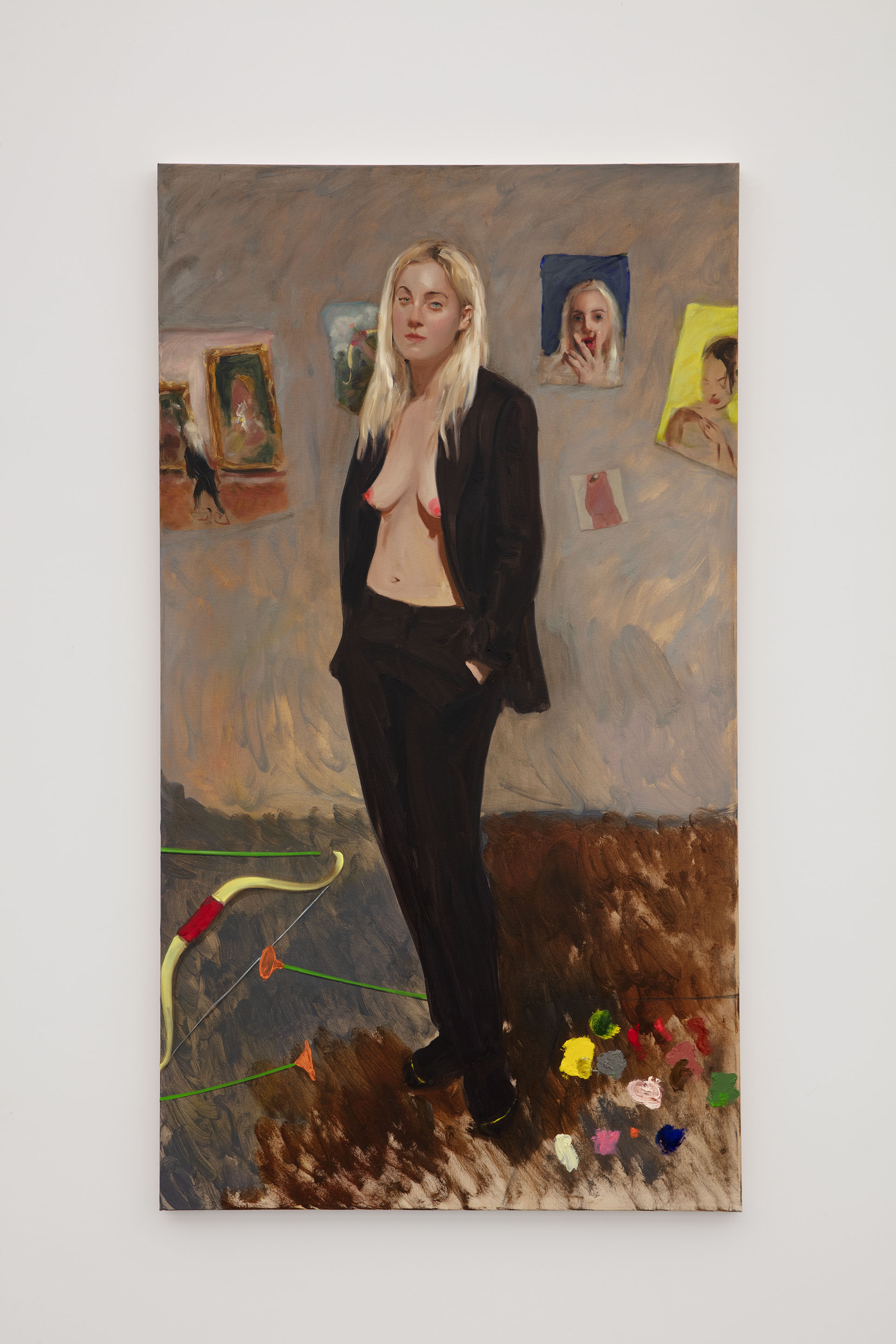 Jenna Gribbon. "Watching me paint", 2019. Oil on linen. 183 x 102 cm 