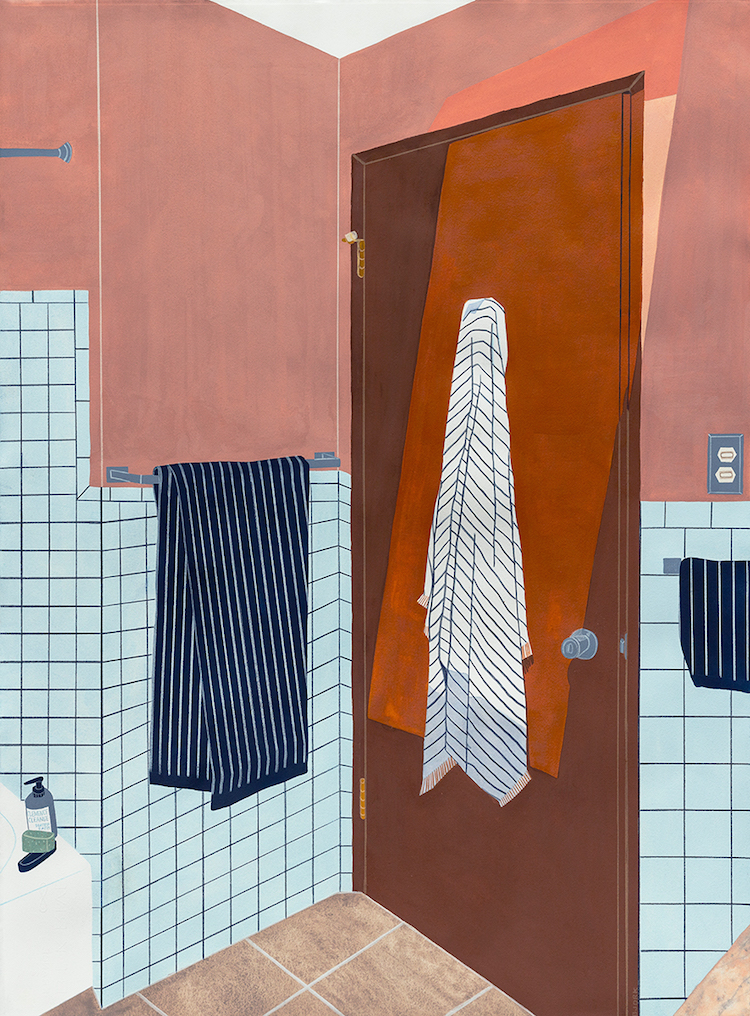 "Clemence Cleanse Bratton Bathroom," 2019, gouache & pencil on paper, 30 x 22 inches