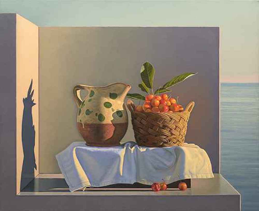 "Still Life with Pitcher and Cherries," 2000. Oil On Canvas. 20 x 24 inches.