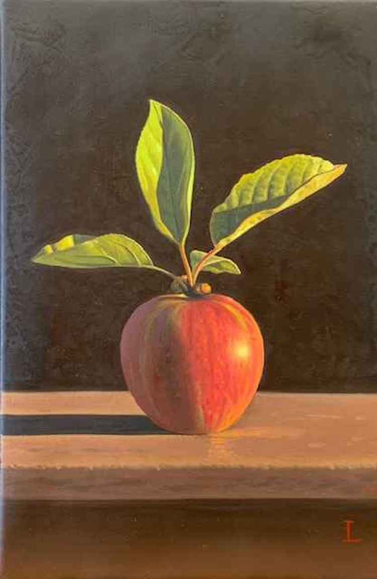 "Apple," 2019. Oil On Canvas, 11.75 x 7.88 inches.