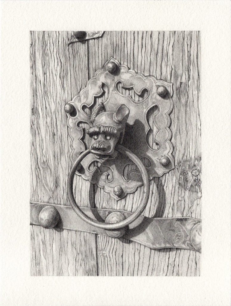 “Gate Keeper,” 2019. Graphite on Paper, 6" x 8".