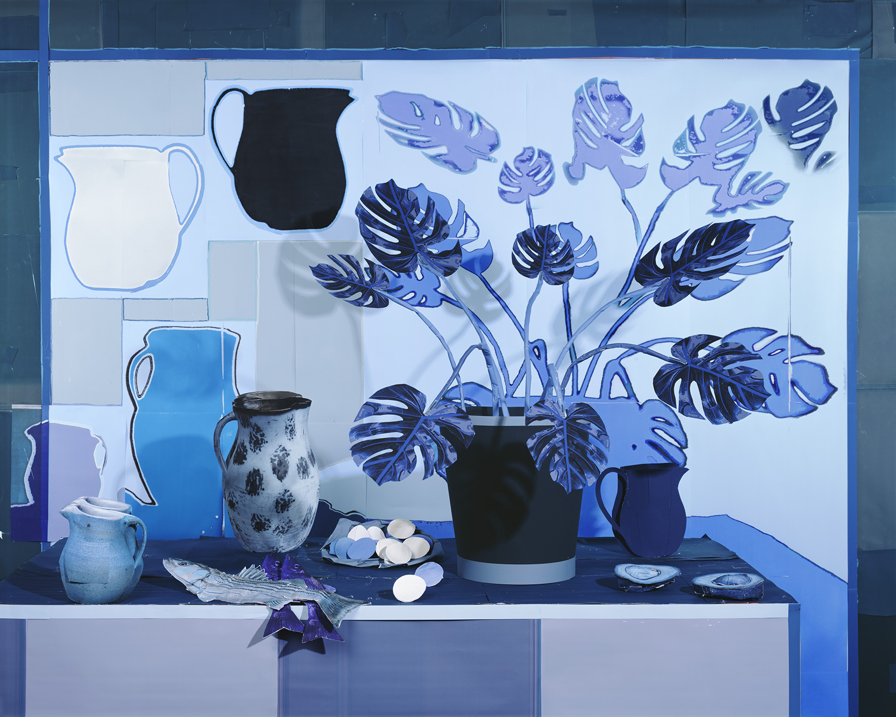 Blue Still Life with Philodendron and Fish, 2018, Pigment Print, Courtesy of the artit and James Fuentes Gallery
