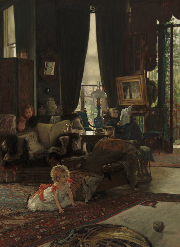 James Tissot, "Hide and Seek," ca. 1877. Oil on panel, 30 x 23.75 in. (73.4 x 53.9 cm). National Gallery of Art, Washington DC, Chester Dale Fund 1978.47.1  Image provided courtesy of the Fine Arts Museums of San Francisco