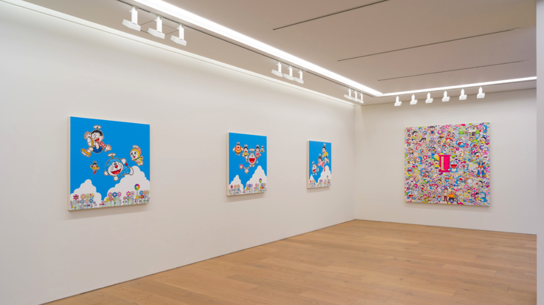 Installation views of Takashi Murakami’s solo exhibition “Superflat Doraemon" at Perrotin Tokyo, 2019. 　©️2019 Takashi Murakami/Kaikai Kiki Co., Ltd. All Rights Reserved. ©️Fujiko-Pro. Photographer: Kei Okano