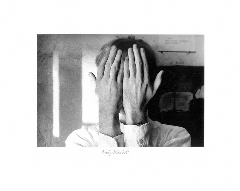 "Andy Warhol" Gelatin silver print © Duane Michals, Courtesy of DC Moore Gallery, New York.