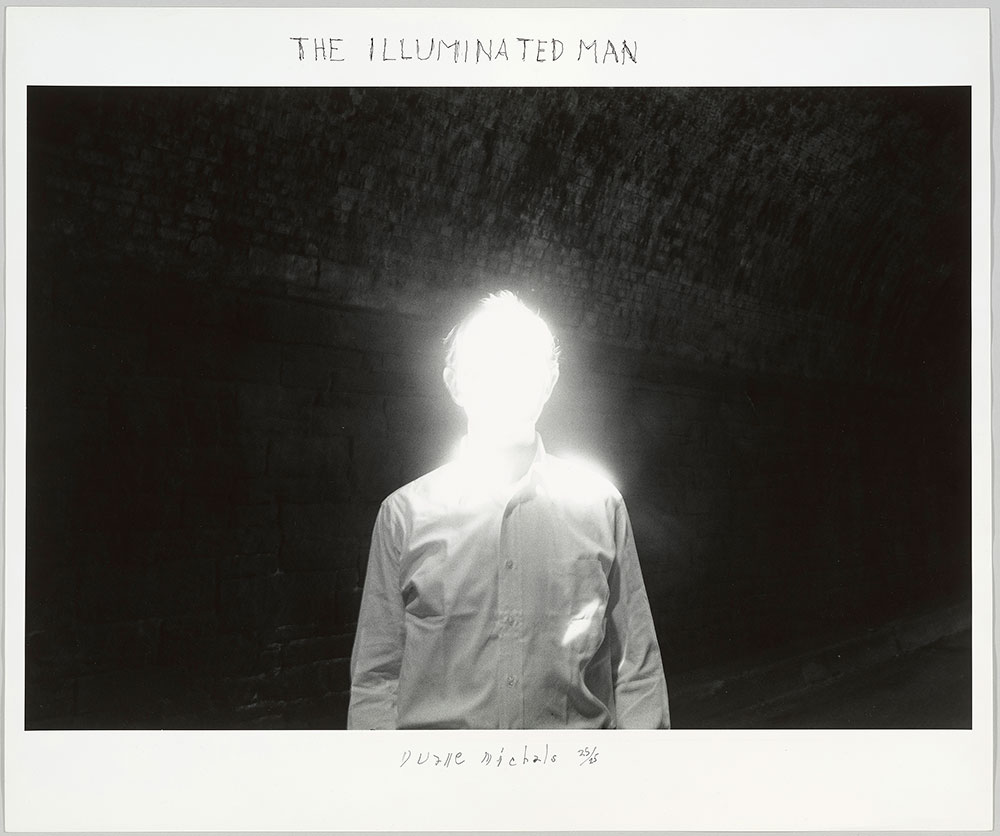 "The Illuminated Man" 1968 Gelatin silver print The Morgan Library & Museum, 2018.37. © Duane Michals, Courtesy of DC Moore Gallery, New York.
