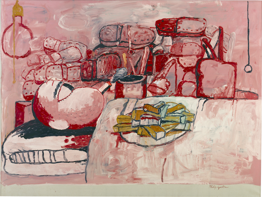 Philip Guston Painting, Smoking, Eating, 1973 Philip Guston Now June 7–September 13, 2020 Key Image Captions oil on canvas overall: 196.85 × 262.89 cm (77 1/2 × 103 1/2 in.) Stedelijk Museum, Amsterdam © The Estate of Philip Guston