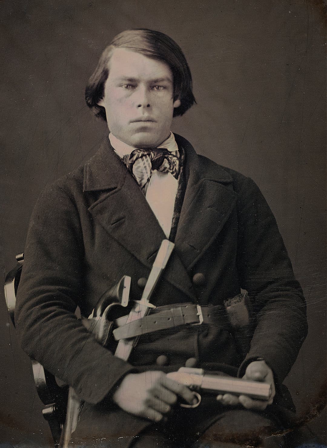 Portrait of an unidentified man with weapons. Circa 1854. © Canadian Photography Institute