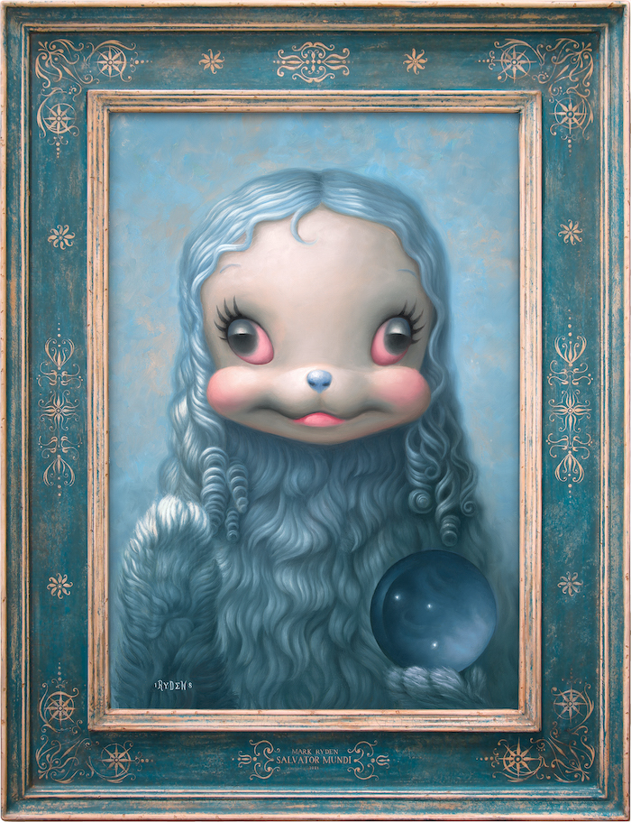 Salvator Mundi (#137), 2018 oil on panel and hand-carved wood frame 26 x 19 inches