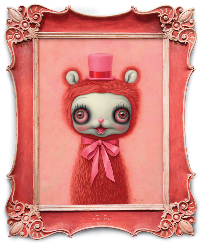 Pink Yak (#136), 2018 oil on canvas and hand-carved wood frame 40 x 30 inches