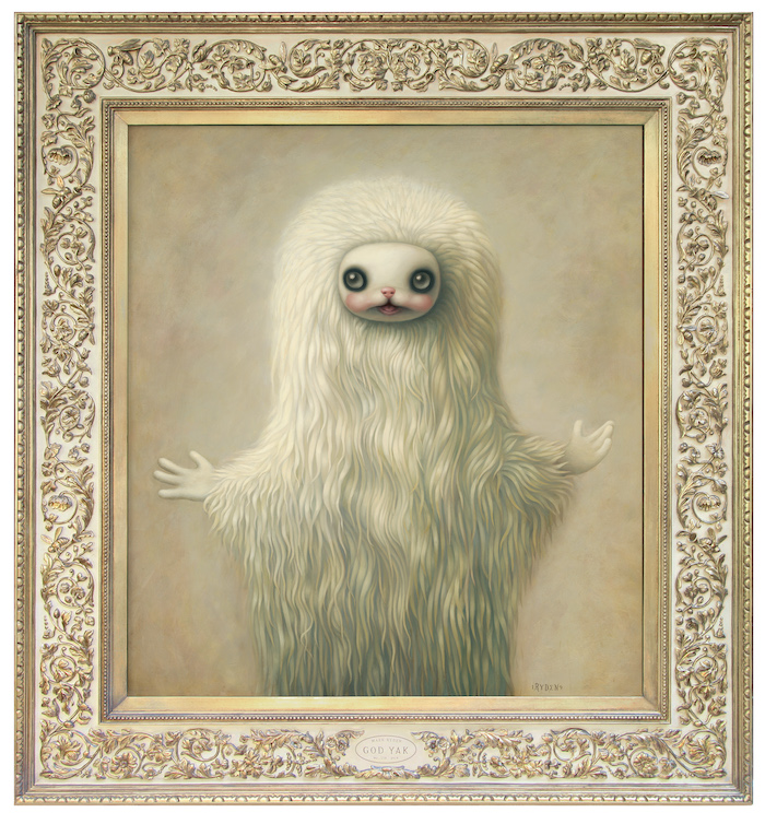 God Yak (#138), 2019 oil on canvas and hand-carved wood frame 40 x 36 inches