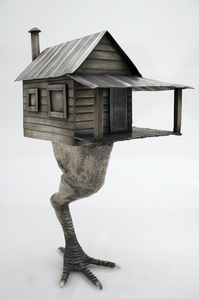 Logan Woodle, "The House Built on Chicken Legs," 2019 pewter