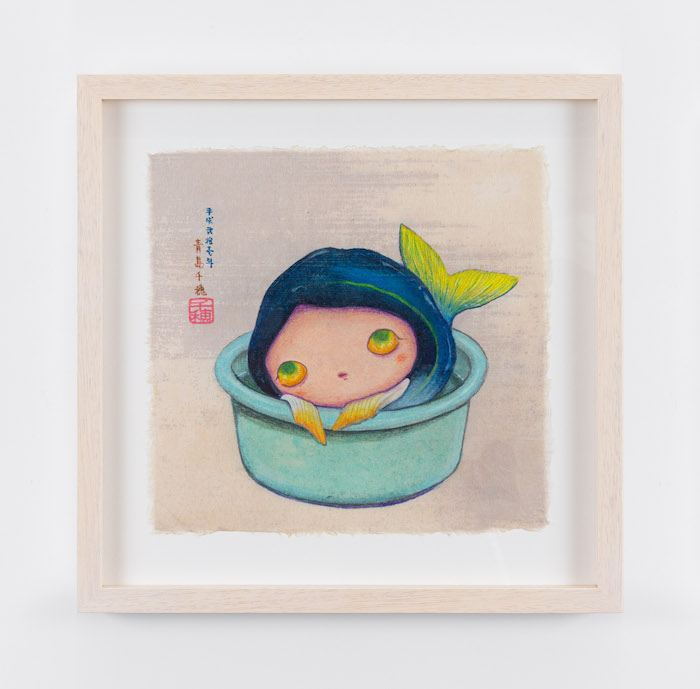 Fish Moimoi, 2009 Watercolor and color pencil on paper Framed: 33 x 33.5 x 3.2 cm ©2009 Chiho Aoshima/Kaikai Kiki Co., Ltd. All Rights Reserved. Courtesy of Perrotin.