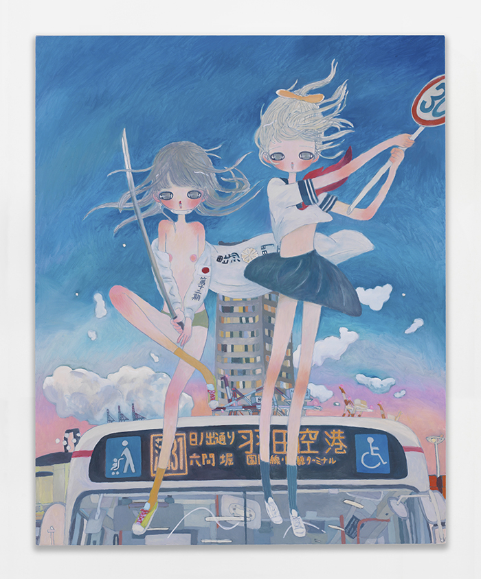 Aya Takano let’s go, to the battle, 2020 Oil on canvas 162x130cm All images: ©Aya Takano/Kaikai Kiki Co., Ltd. All Rights Reserved. Courtesy of Perrotin.