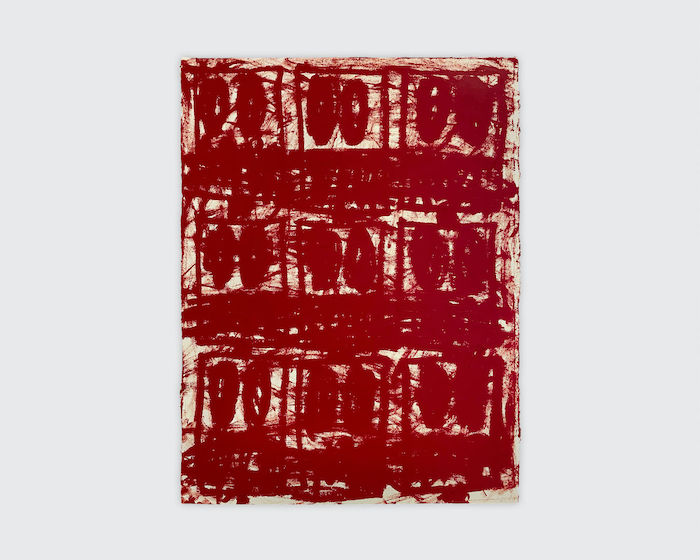  Rashid Johnson Untitled Anxious Red Drawing, 2020  Oil on cotton rag  30 x 22 inches 76.2 x 55.9 cm   Signed verso     Courtesy the artist and Hauser & Wirth