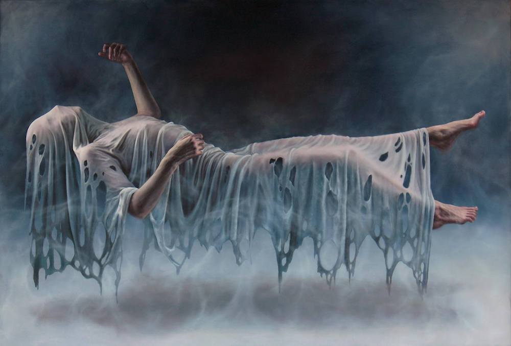 Victor LeBlanc "Digital Bath" oil on canvas 61 x 89 in. Denham Springs, LA