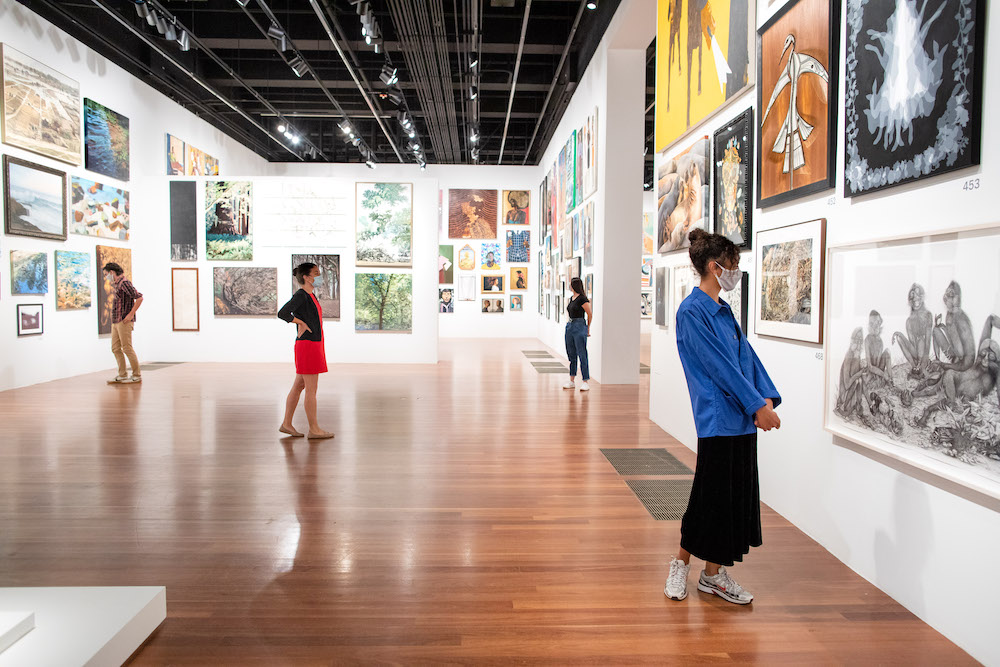 Installation Photography of “The de Young Open” at the de Young Museum. September 2020, Photo by Gary Sexton, Image provided courtesy of the Fine Arts Museums of San Francisco