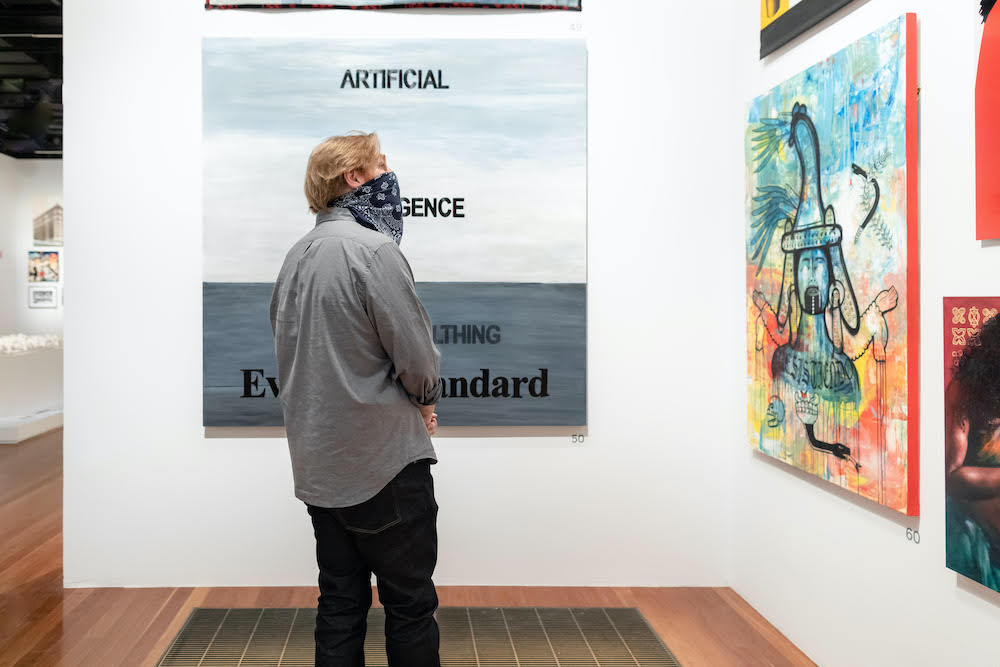 Installation Photography of “The de Young Open” at the de Young Museum. September 2020, Photo by Gary Sexton, Image provided courtesy of the Fine Arts Museums of San Francisco