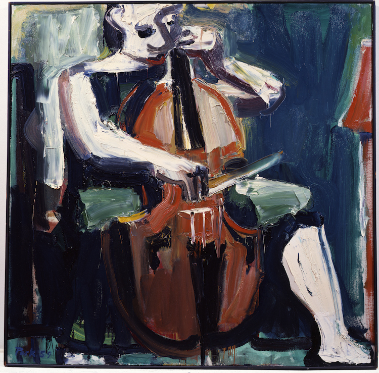 The Cellist, 1959; Portland Art Museum, purchased with funds given anonymously; © Estate of David Park; courtesy Natalie Park Schutz, Helen Park Bigelow, and Hackett Mill, San Francisco