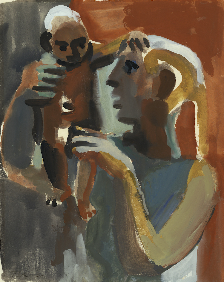 Woman with Baby, 1960; private collection; © Estate of David Park; courtesy Natalie Park Schutz, Helen Park Bigelow, and Hackett Mill, San Francisco