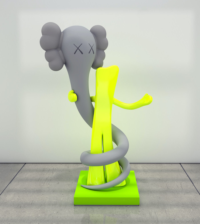 KAWS (American, born 1974). BORN TO BEND, 2013. Aluminum, paint, 120 × 75 × 42 in. (304.8 × 190.5 × 106.7 cm). © KAWS